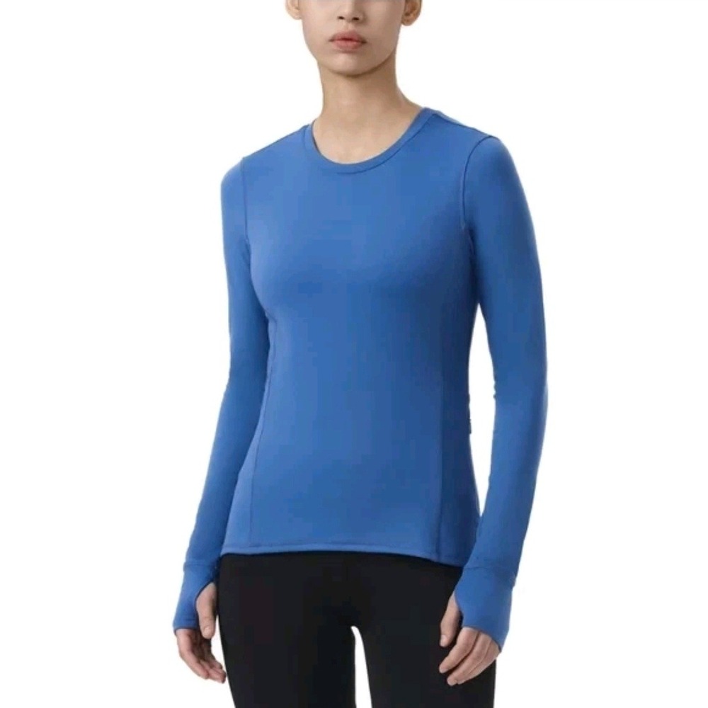 Spyder Active Long Sleeve Top Women Small Blue Thumbhole Mesh Pocket SP1000U